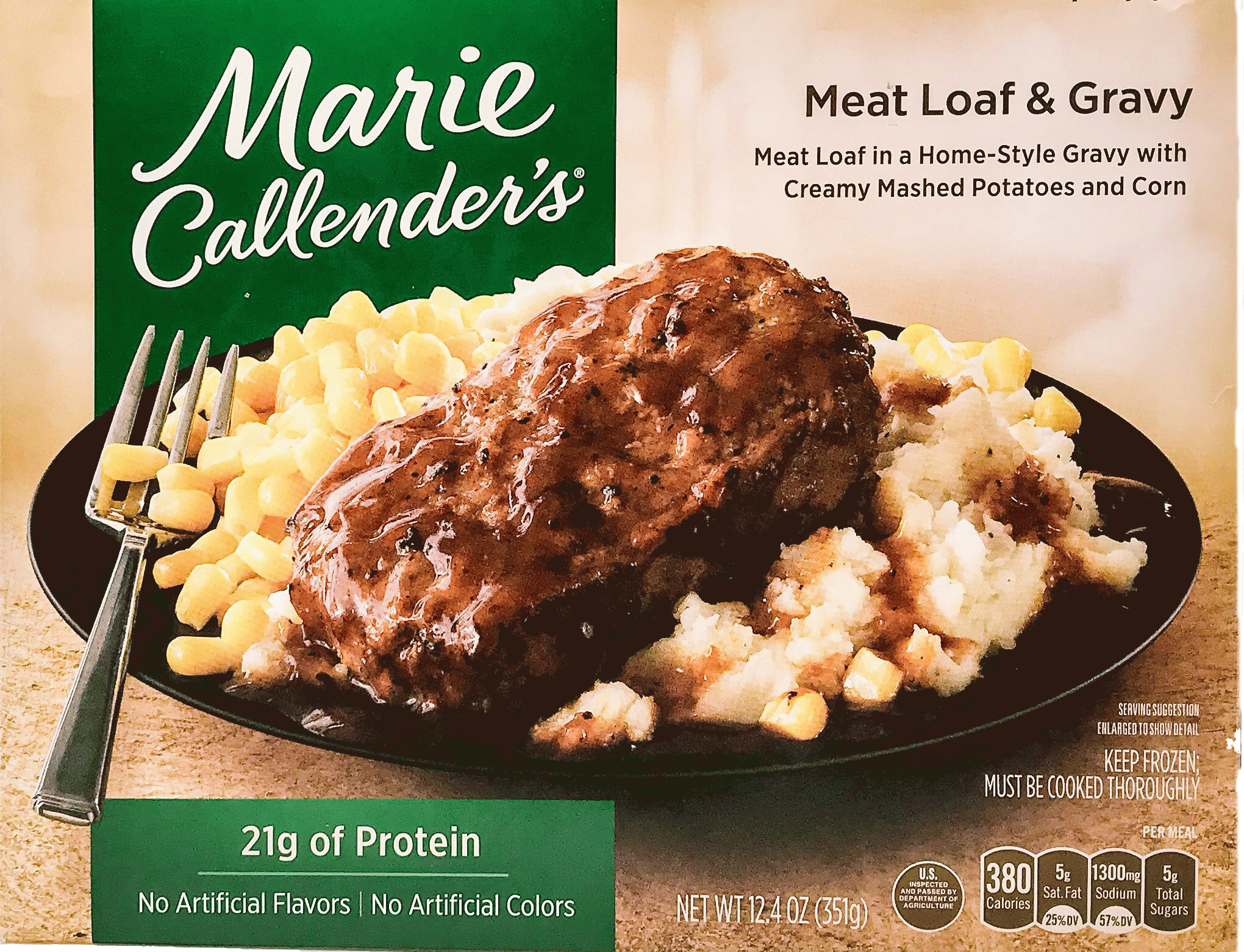 Marie Callender's  meat loaf & gravy with mashed potatoes and corn Full-Size Picture